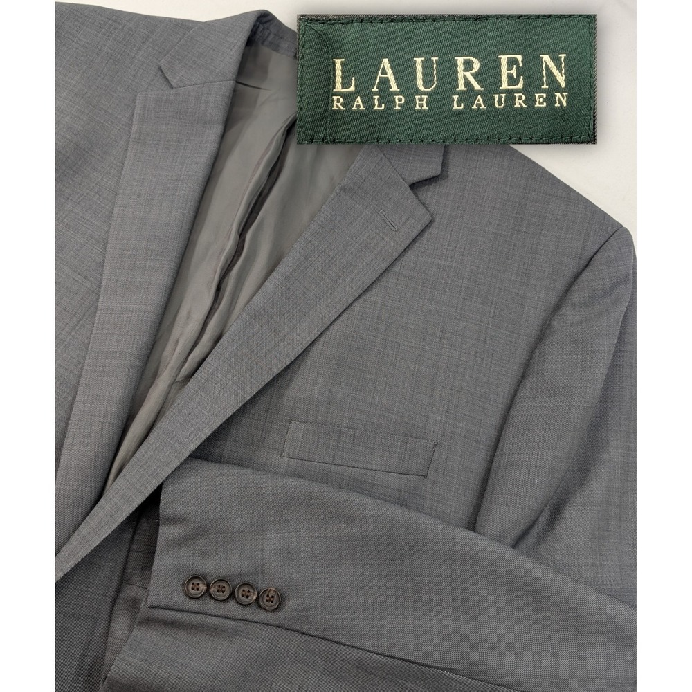 Ralph Lauren‎ Blazer Sport  Jacket  Wool Big Tall Gray Crosshatch Solid 52L 54"